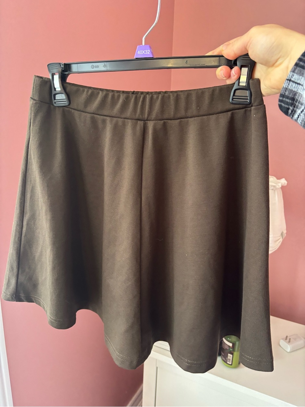 Flared Brown Circle Skater Skirt - Elastic Waist